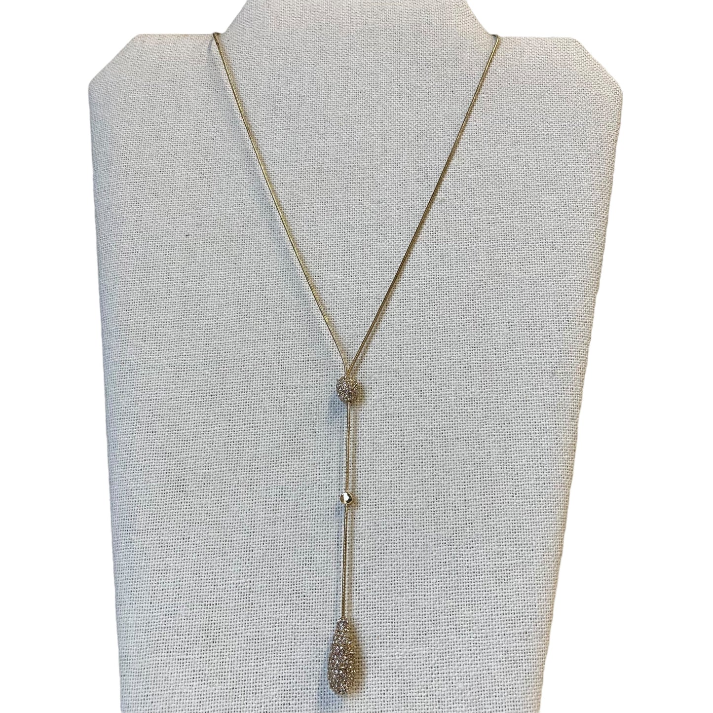 Necklace Lariat & Y-Drop By Express In Gold & White