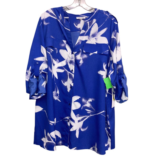 Top Ls By Calvin Klein In Blue & White, Size:1X