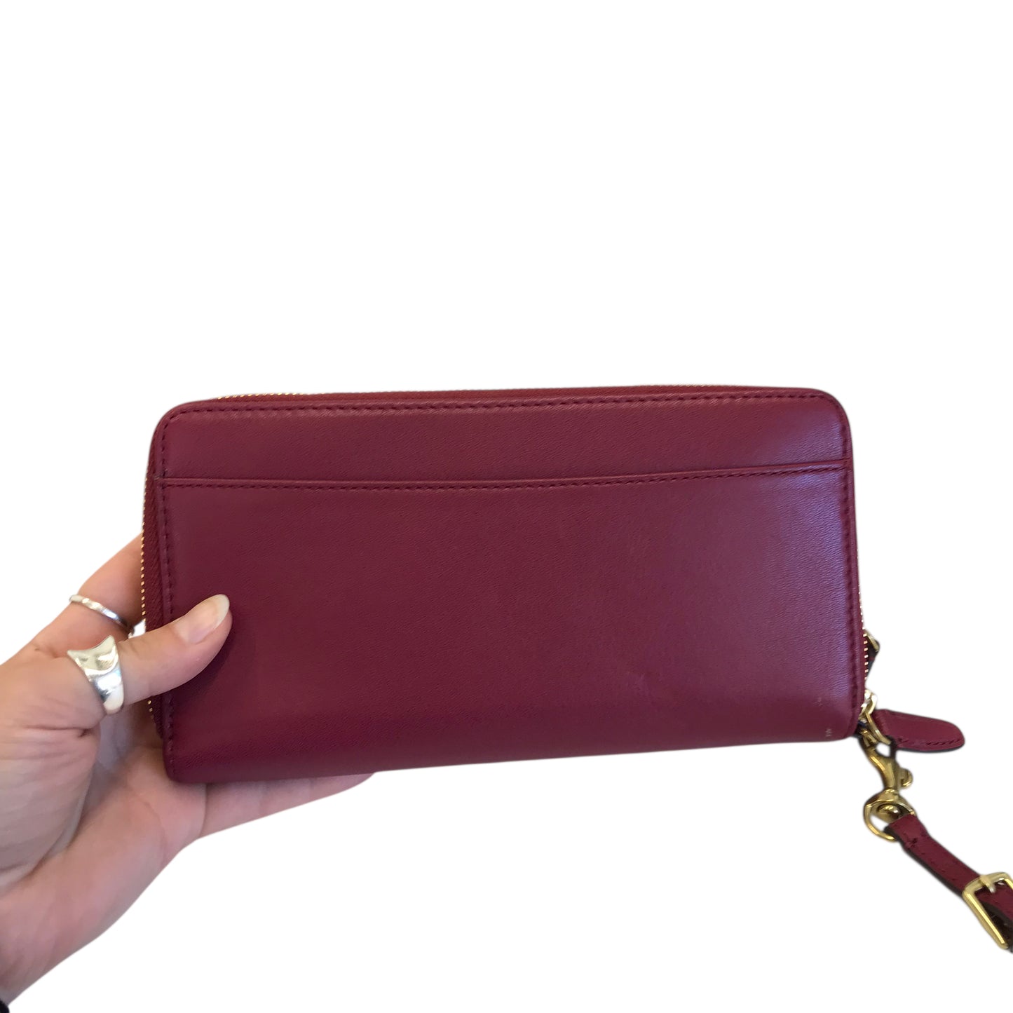 Wallet Designer By Coach In Maroon, Size:Large