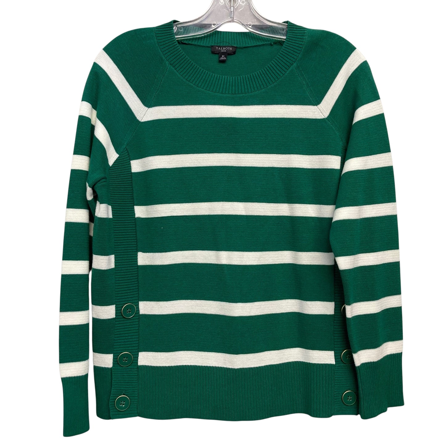 Sweater By Talbots In Green & White, Size:Mp