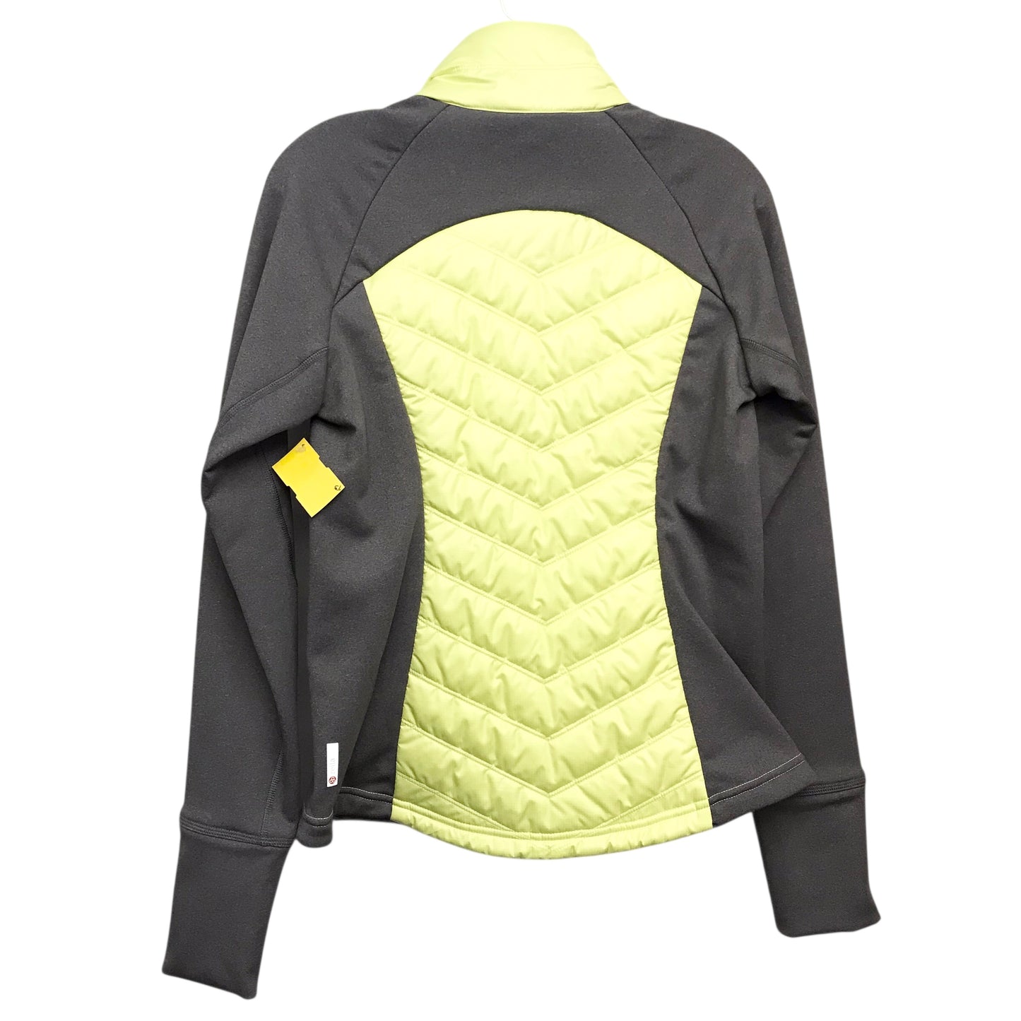 Athletic Jacket By Zella In Grey and Lime Green Print, Size:M