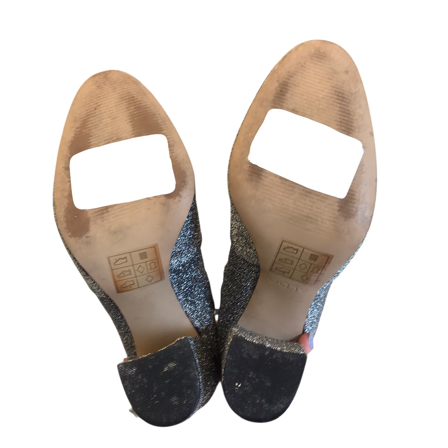 Boots Ankle Heels By Aldo In Silver, Size:6.5