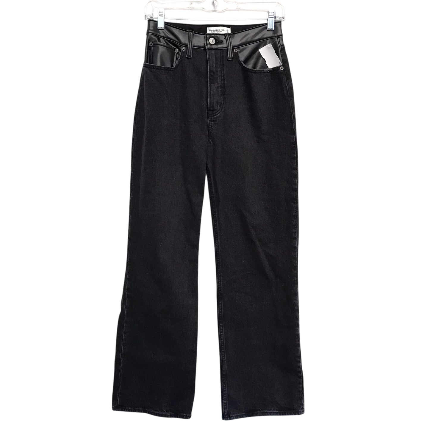 Jeans Wide Leg By Abercrombie And Fitch In Black Denim, Size:2