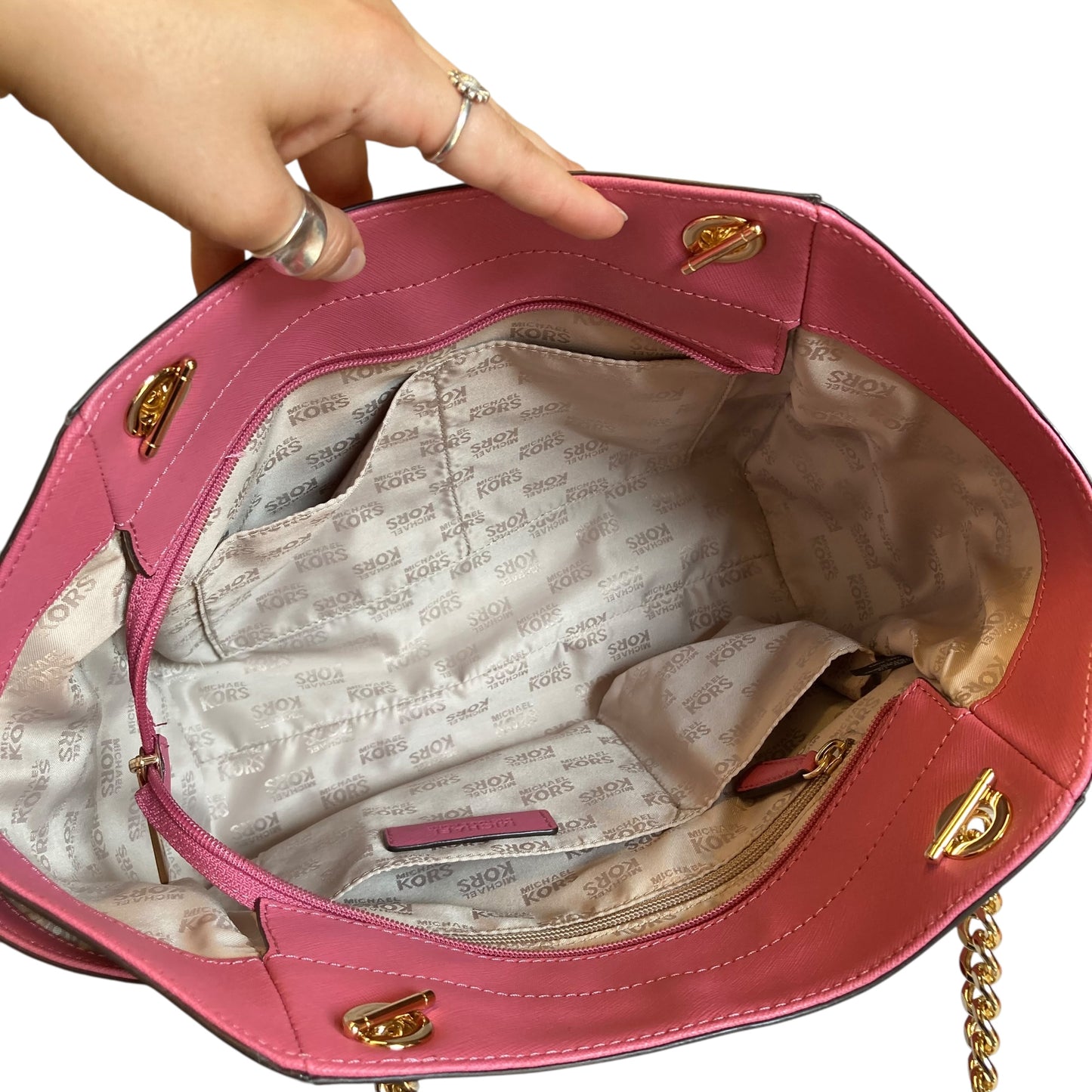 Handbag Designer By Michael Kors In Pink, Size:Large