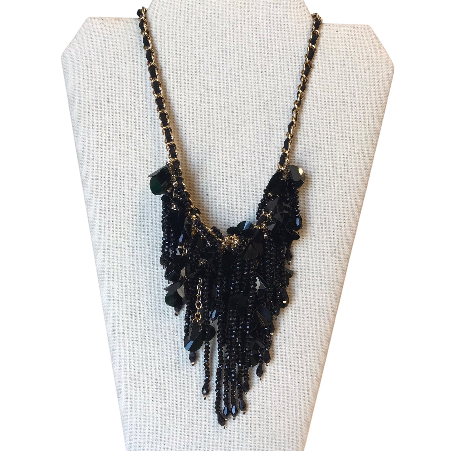 Necklace Layered In Black & Gold