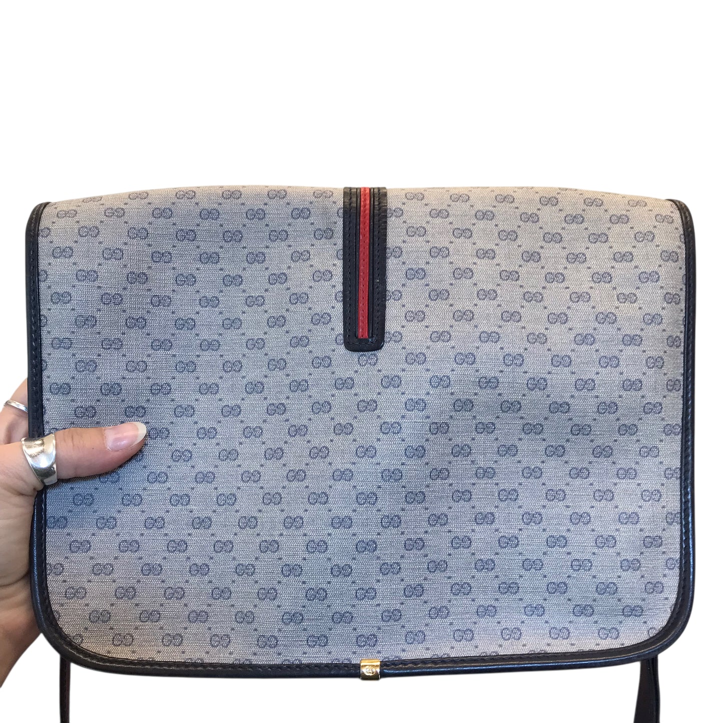 Crossbody Luxury Designer By Gucci In Blue & Grey, Size:Medium