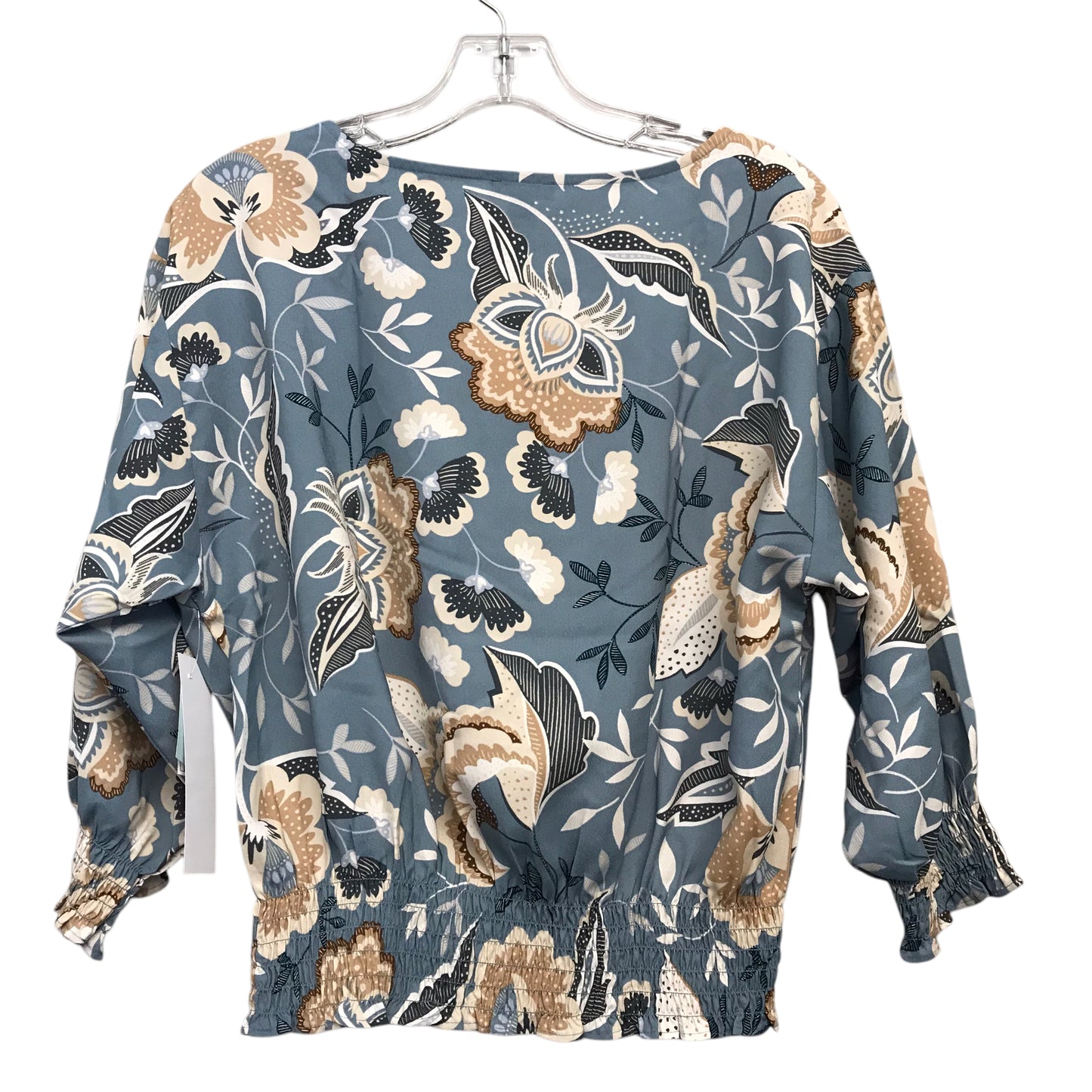 Top 3/4 Sleeve By Ann Taylor In Blue & Cream, Size:SPetite