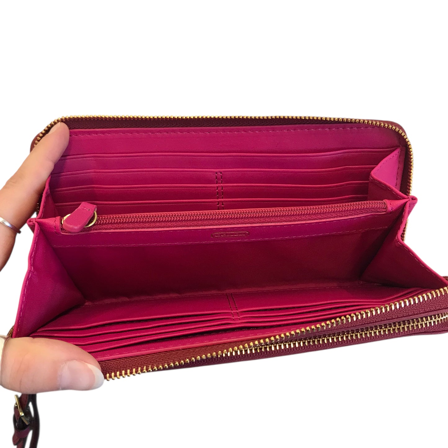 Wallet Designer By Coach In Maroon, Size:Large