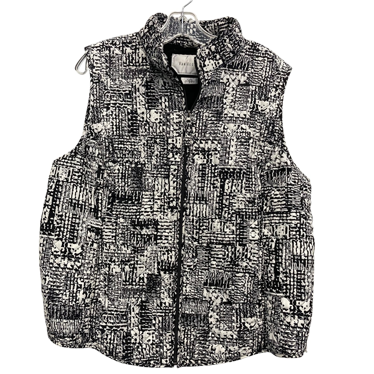 Vest Puffer & Quilted By Van Heusen In Black & White, Size:Xl