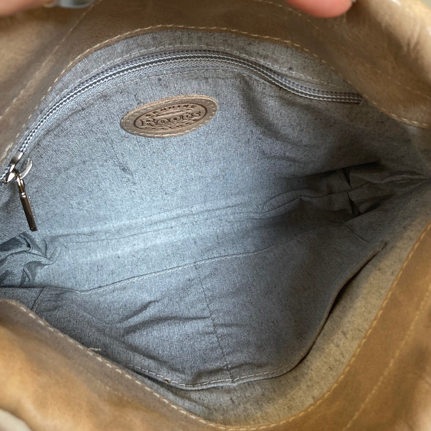 Handbag Leather By Roots In Beige, Size:Small