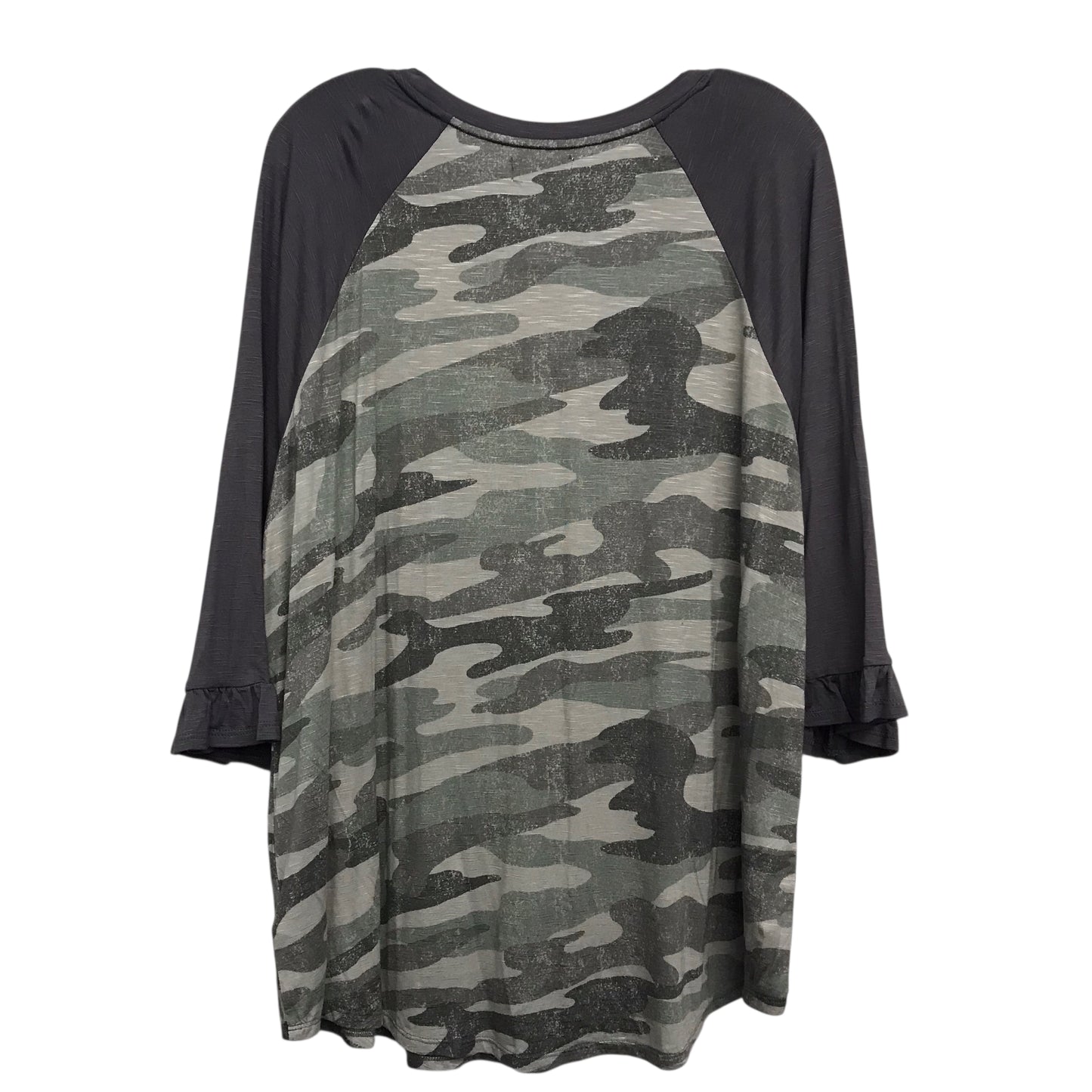 Top 3/4 Sleeve Basic By Maurices In Camouflage Print, Size:2X