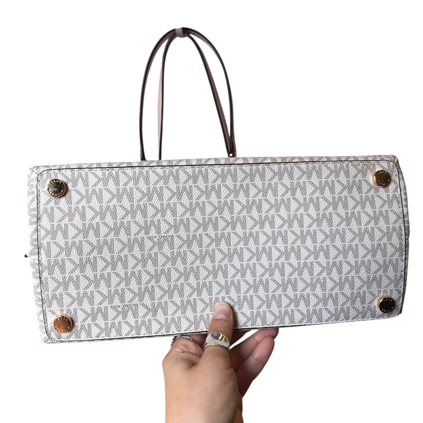 Handbag Designer By Michael Kors In Pink & White, Size:Medium