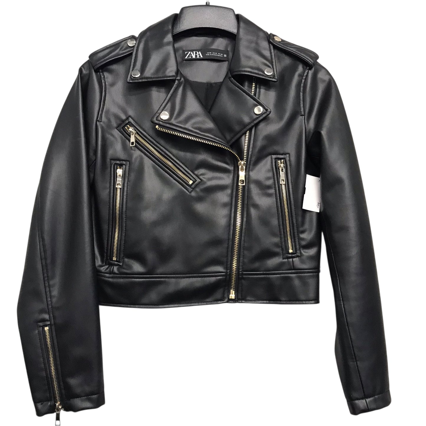 Jacket Moto By Zara In Black, Size:M
