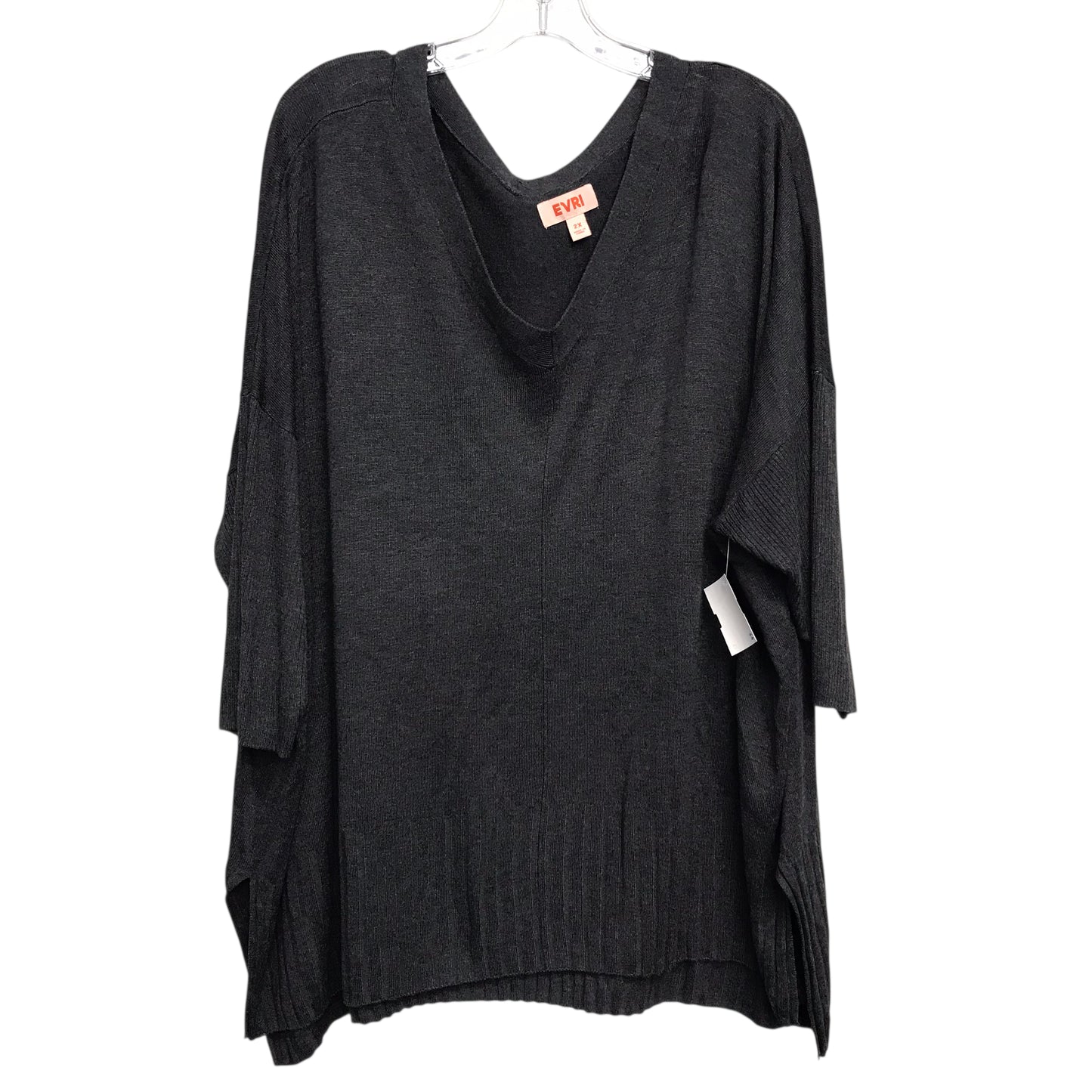 Top 3/4 sleeve By Evri In Grey, Size:2X