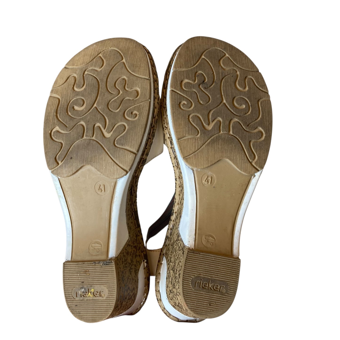 Sandals Heels Wedge By Riekers In Cream, Size:9.5