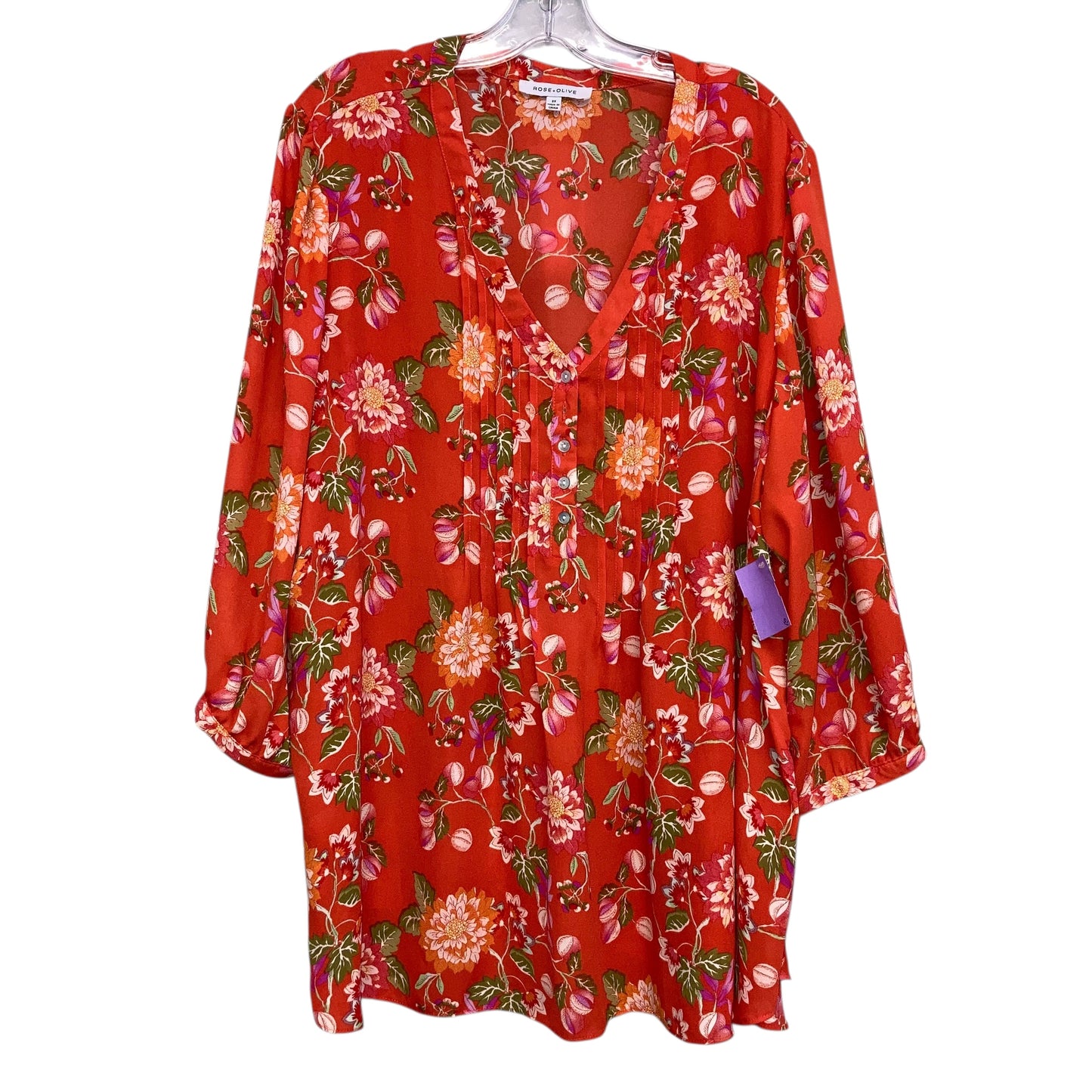 Top 3/4 Sleeve By Rose And Olive In Floral Print, Size:3X