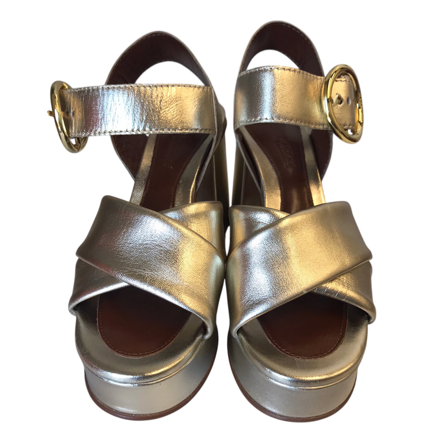 Sandals Designer By See By Chloe In Gold, Size:5.5