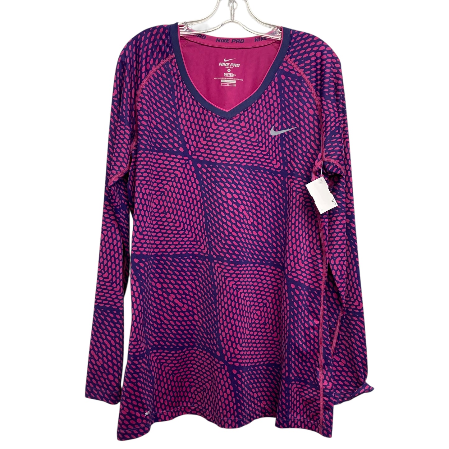 Athletic Top Ls Crewneck By Nike Apparel In Pink & Purple, Size:Xl