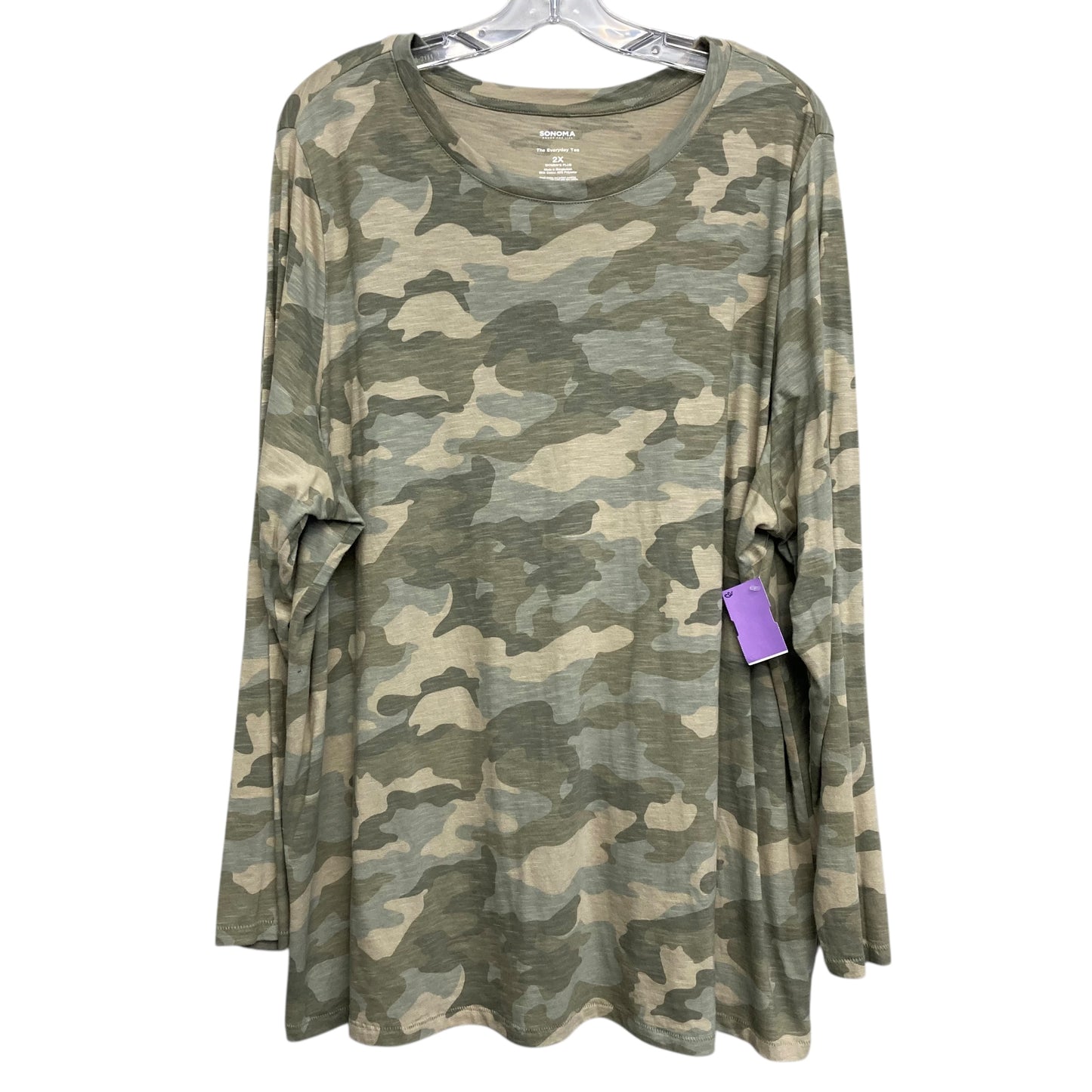 Top Ls Basic By Sonoma In Camouflage Print, Size:2X