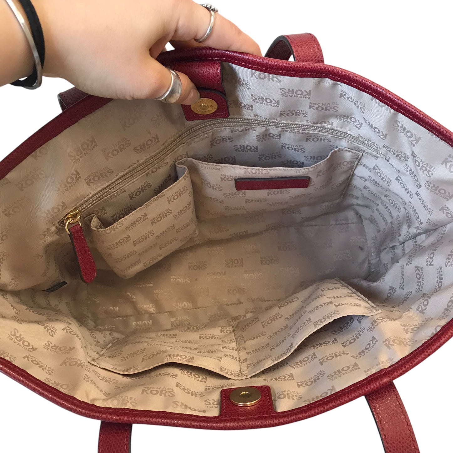 Handbag Designer By Michael Kors In Red, Size:Large