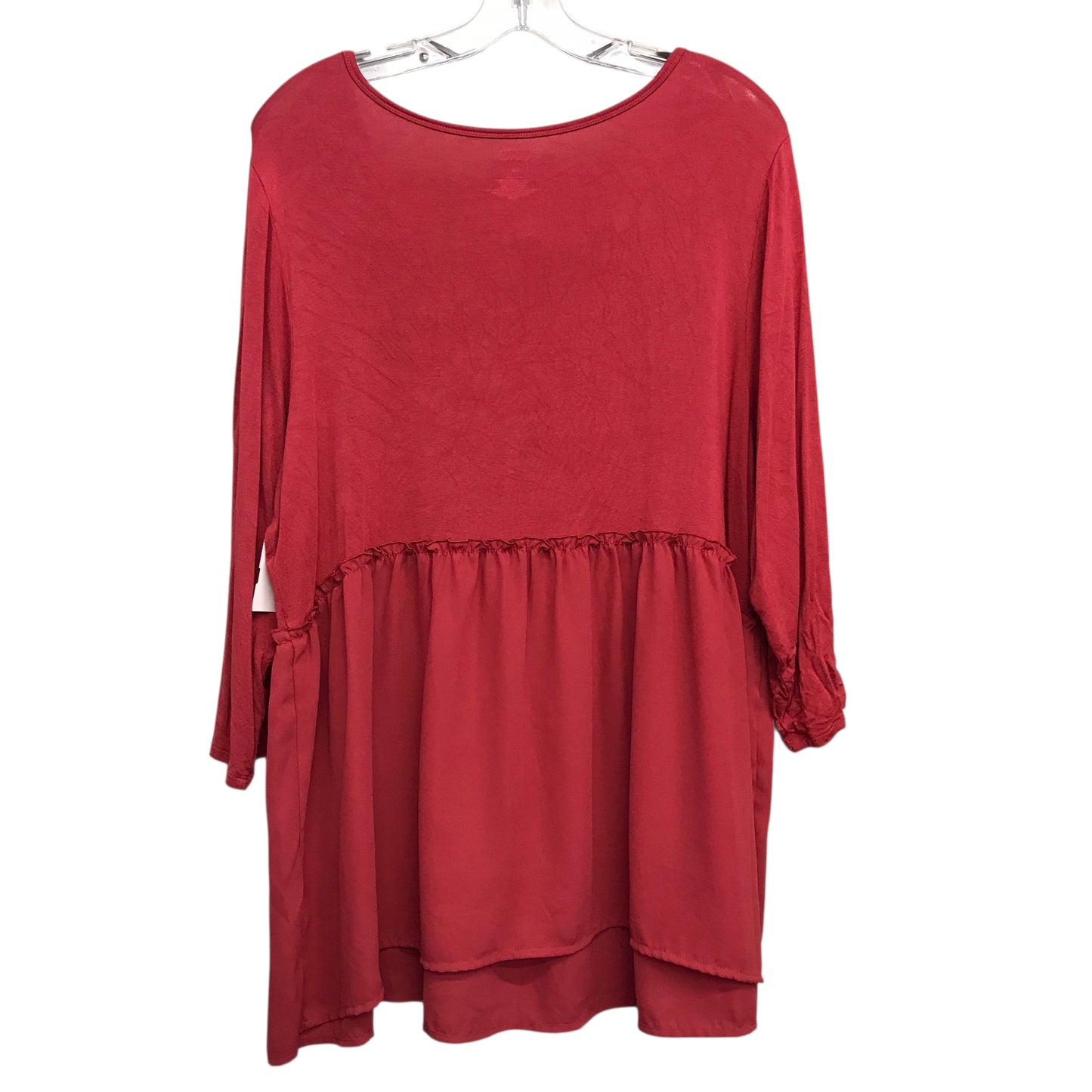 Top 3/4 Sleeve By Evri In Red, Size:1X