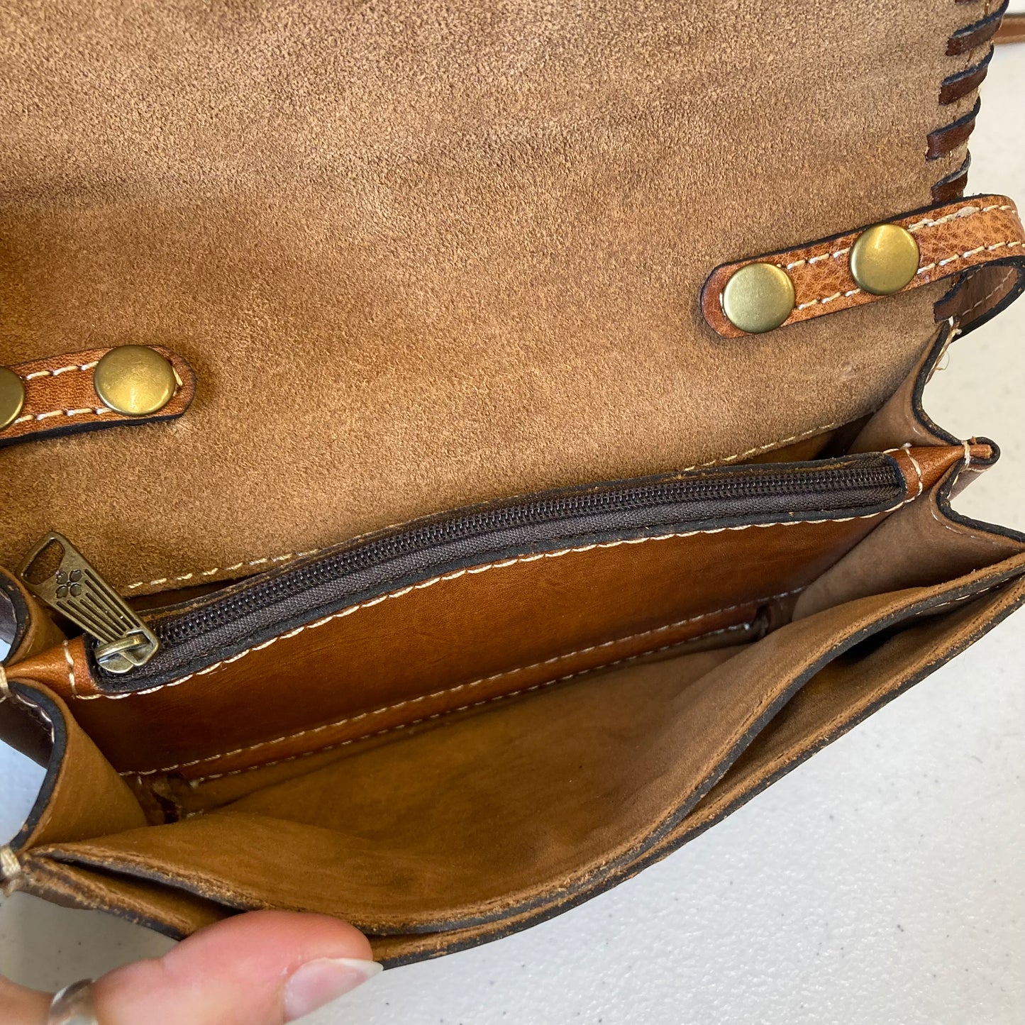 Crossbody Designer By Patricia Nash In Tan, Size:Small