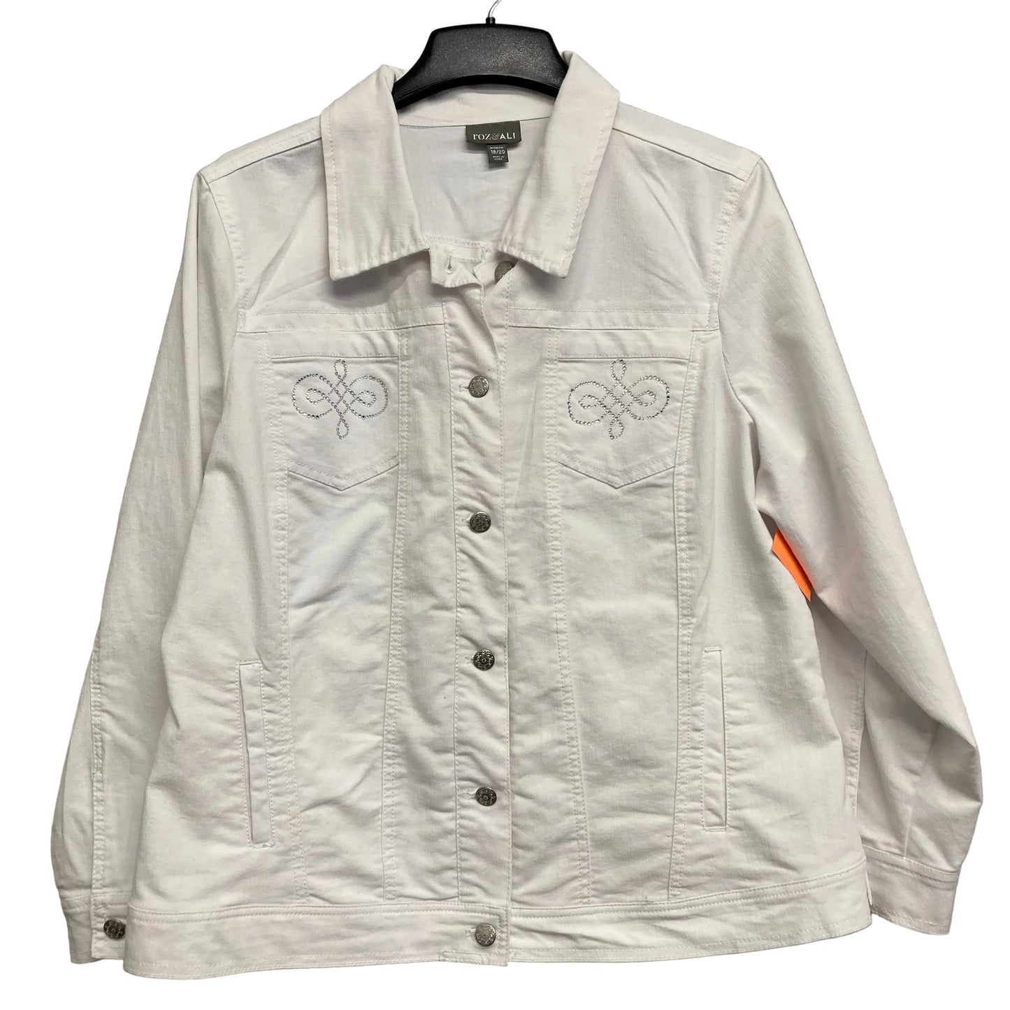 Jacket Denim By Roz And Ali In White, Size:2X