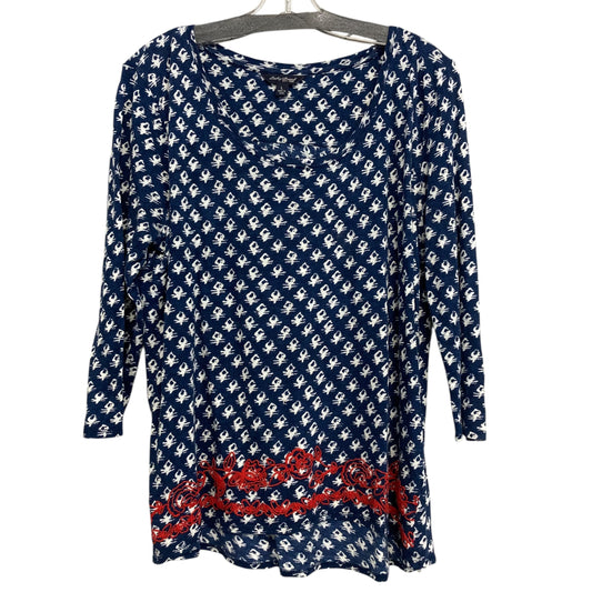 Top Ls Basic By Lucky Brand In Blue & White, Size:L
