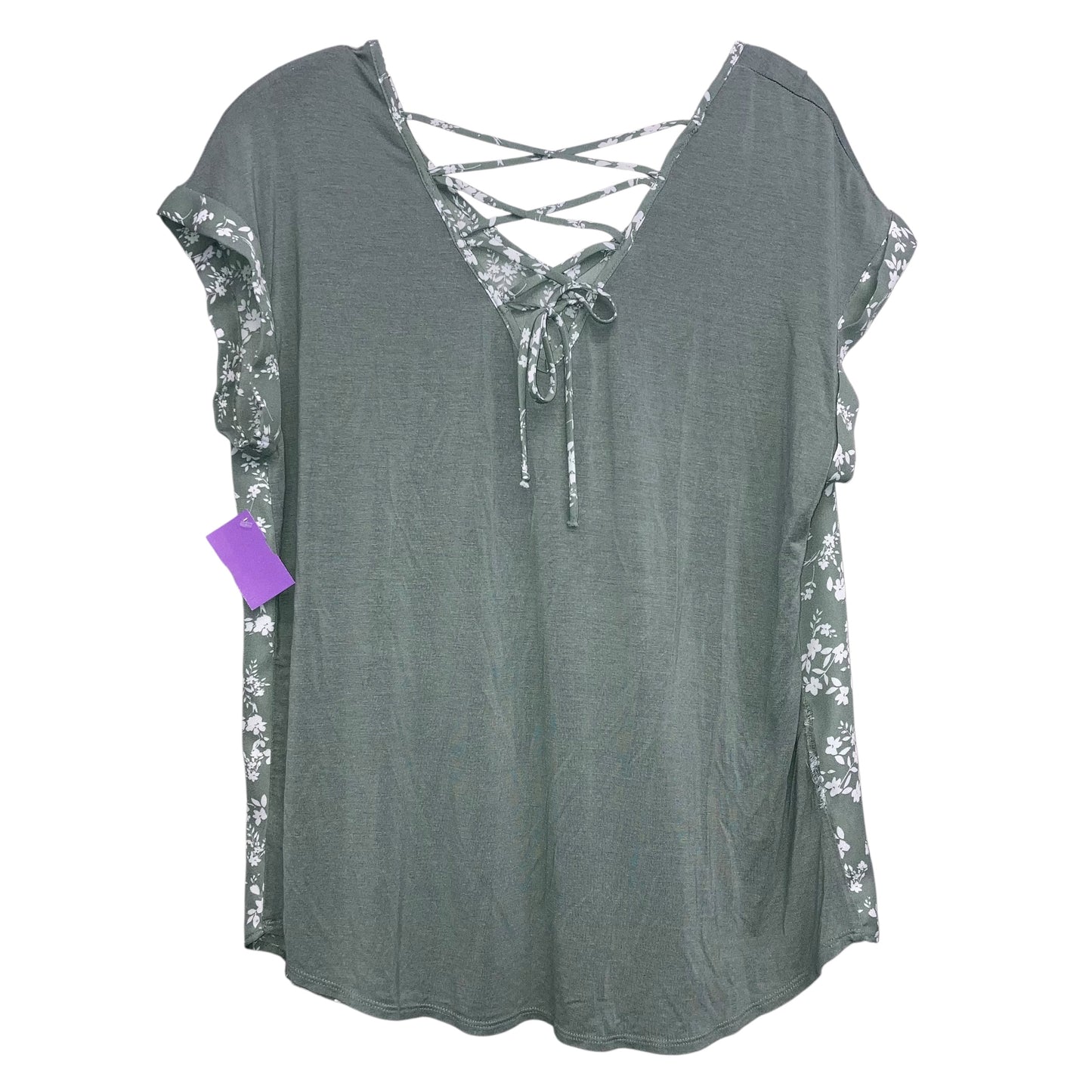Top Sleeveless By Fortune & Ivy In Green & White, Size:L
