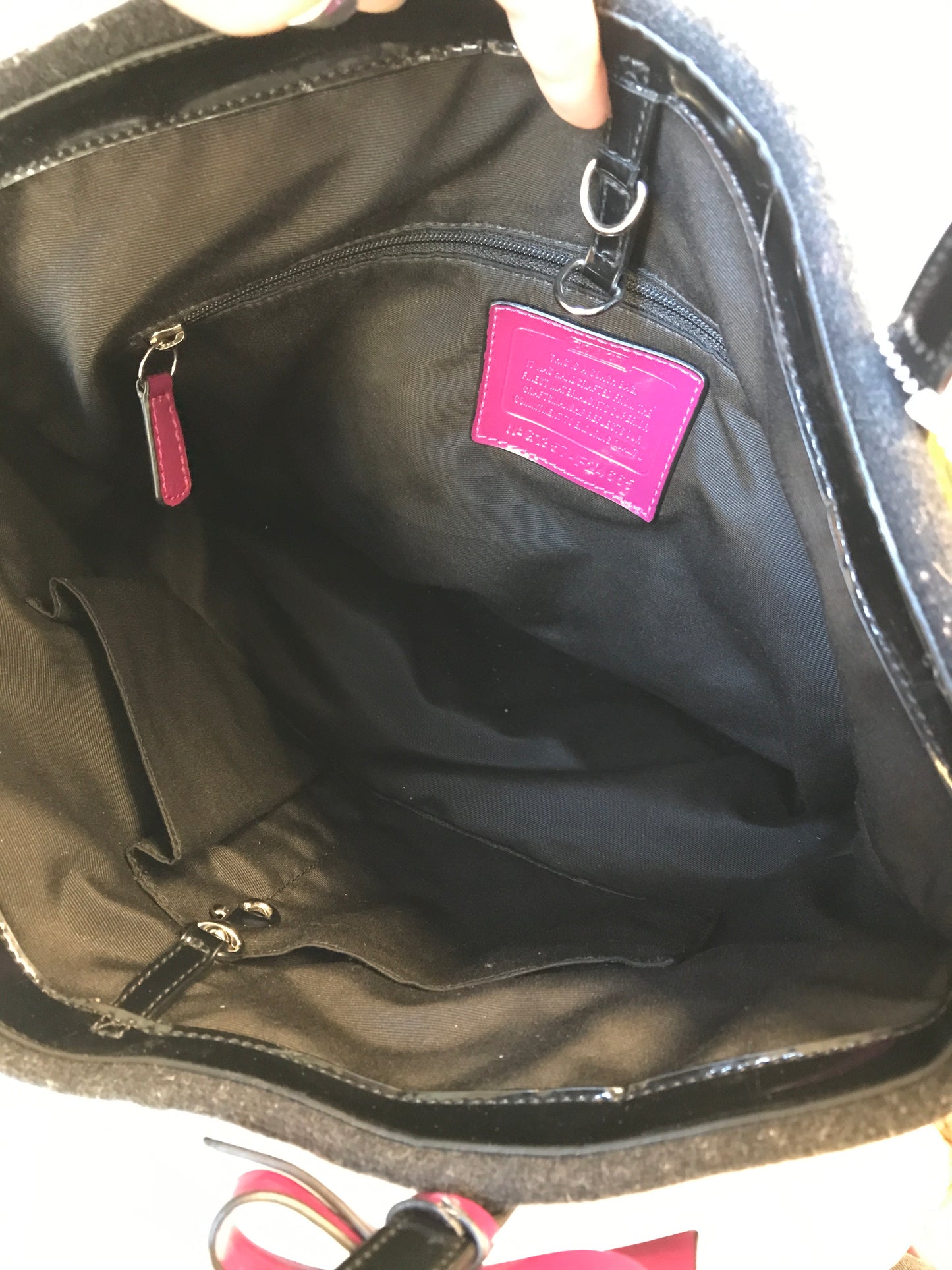 Handbag Designer By Coach In Grey & Purple, Size:Medium