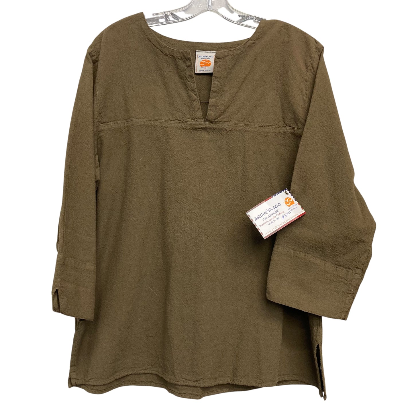 Top 3/4 Sleeve By Archipelago In Brown, Size:S