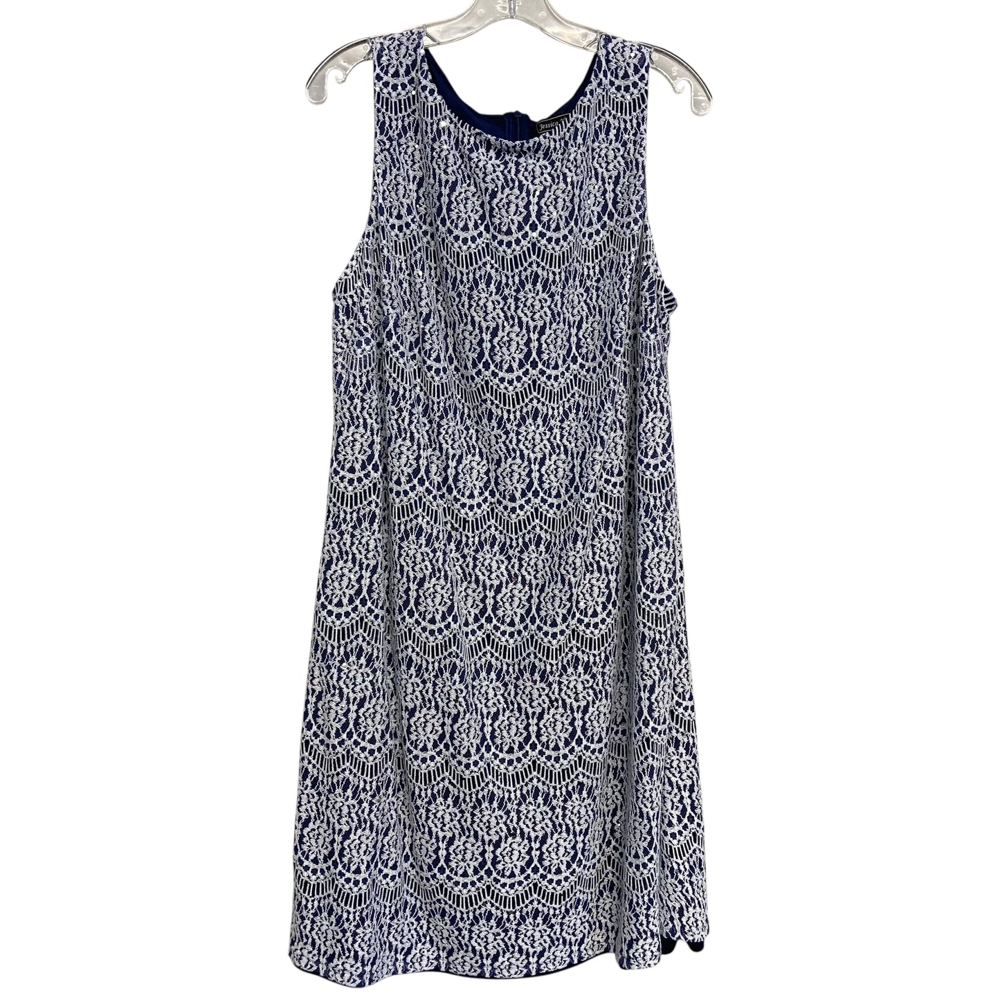 Dress Party Short By Jessica Howard In Blue & White, Size:1X