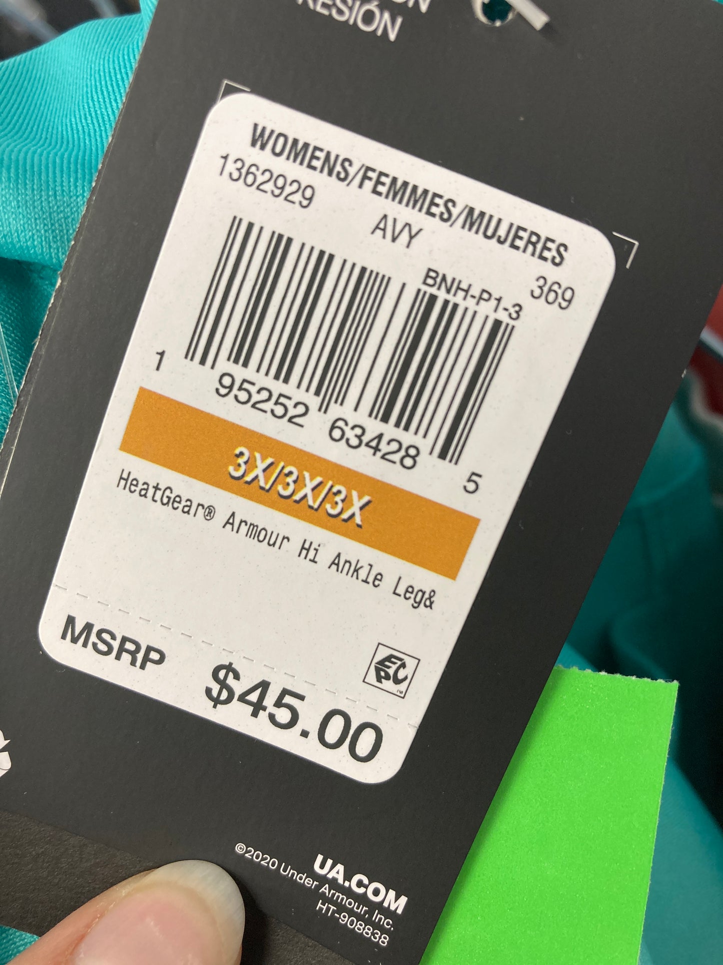 Athletic Leggings By Under Armour In Green, Size:3X