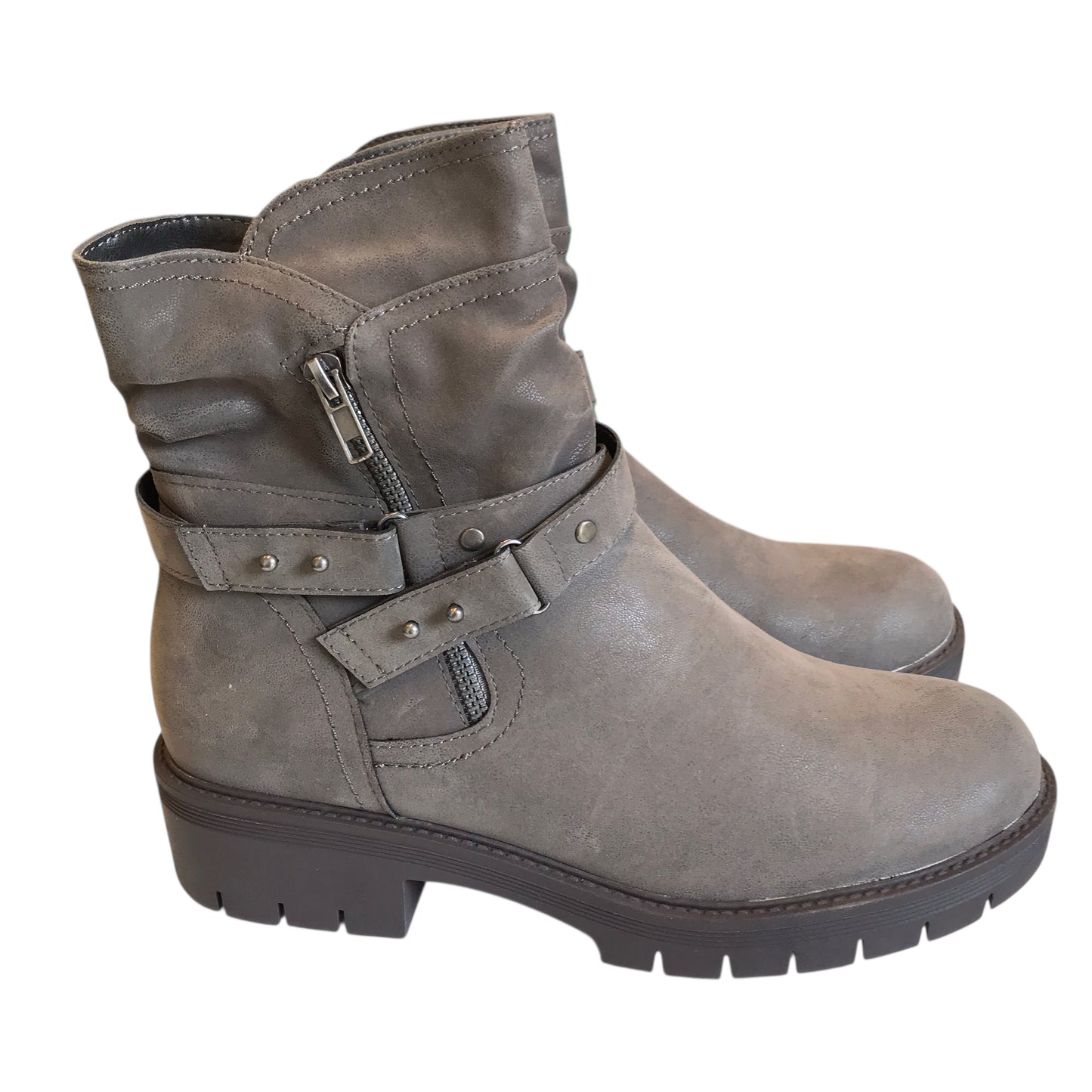 Boots Ankle Heels By RUIEE In Grey, Size:10