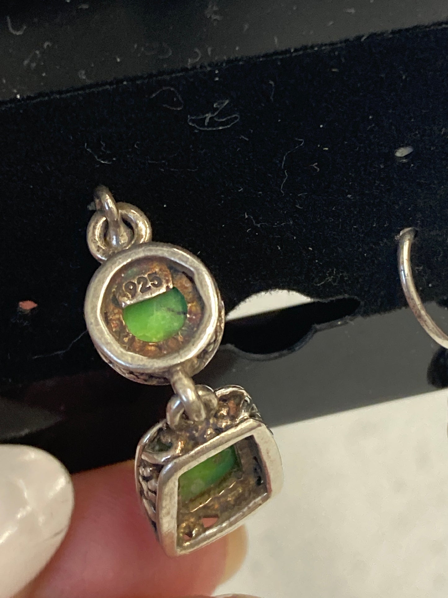 Earrings Sterling Silver In Green