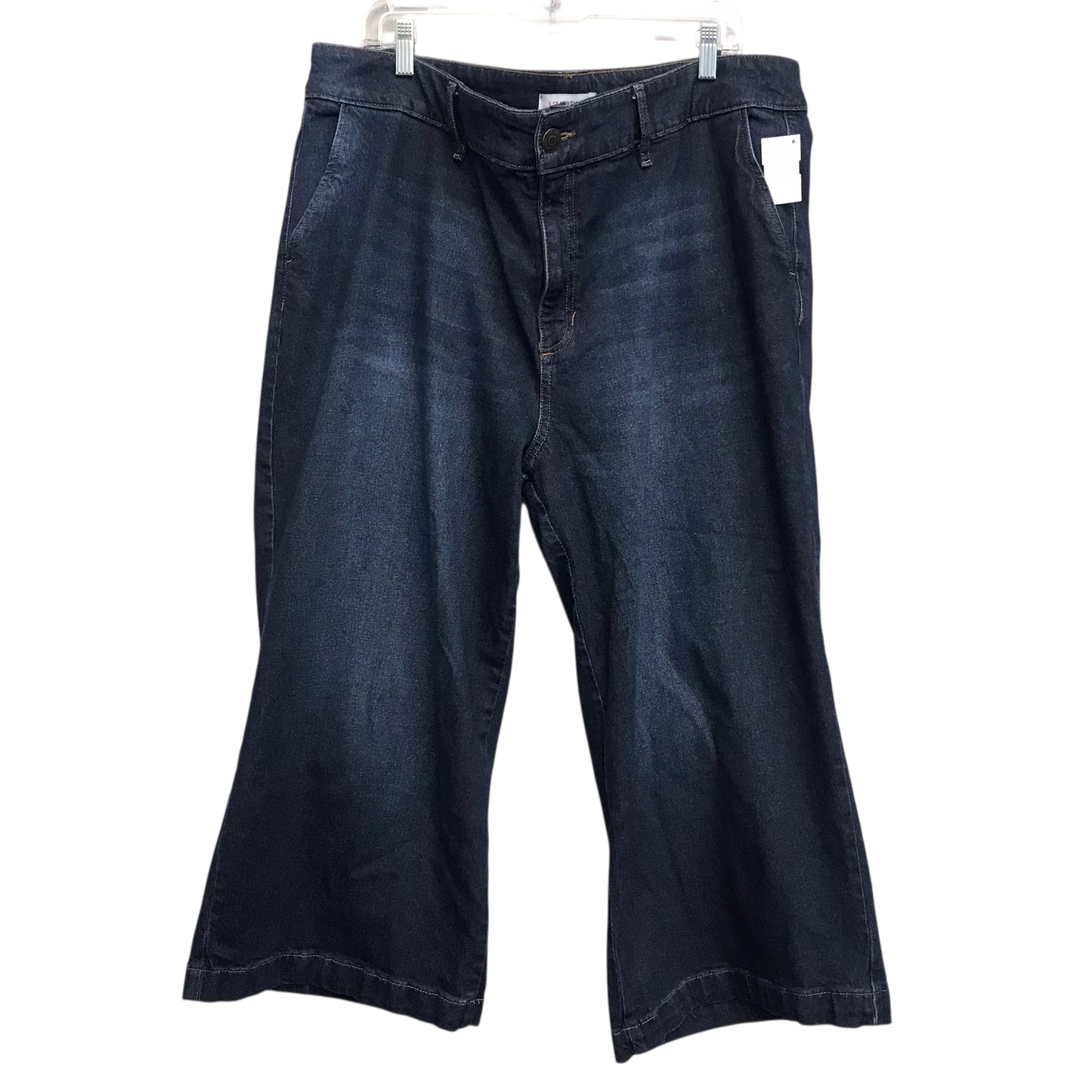 Jeans Wide Leg Cropped By Liz Claiborne In Blue Denim, Size:20