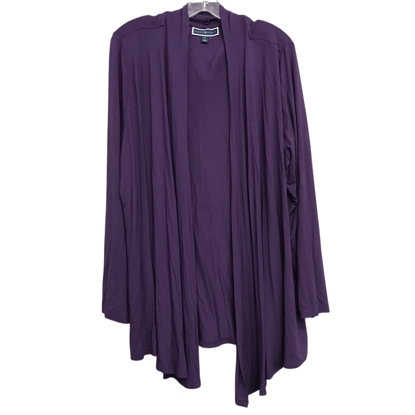Cardigan By Karen Scott In Purple, Size:Xl