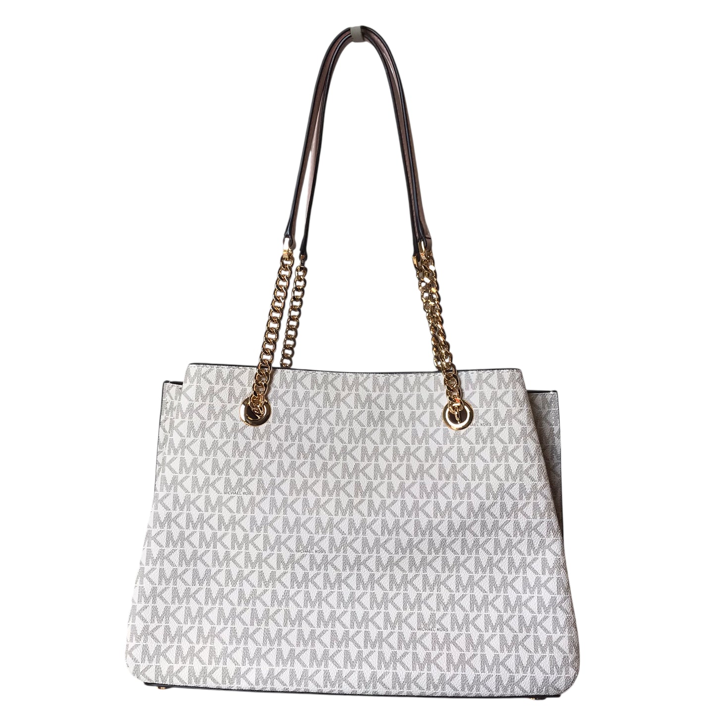 Handbag Designer By Michael Kors In Pink & White, Size:Medium