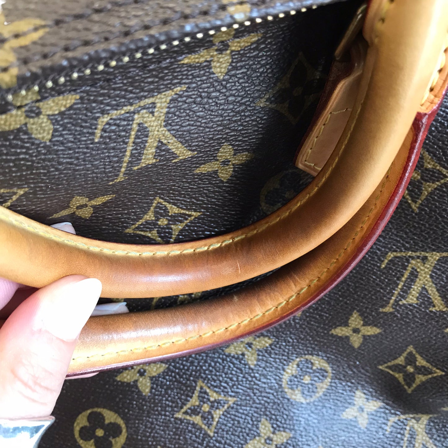 Handbag Luxury Designer By Louis Vuitton In Brown, Size:Large