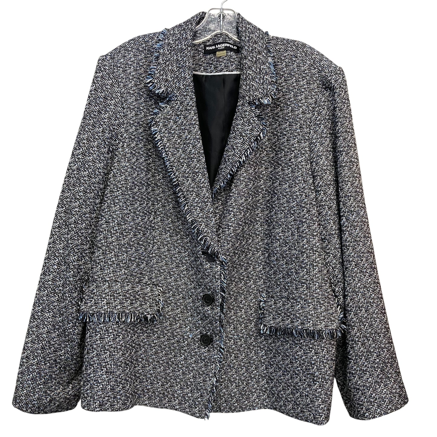 Blazer Designer By Karl Lagerfeld In Black & Blue, Size:2X