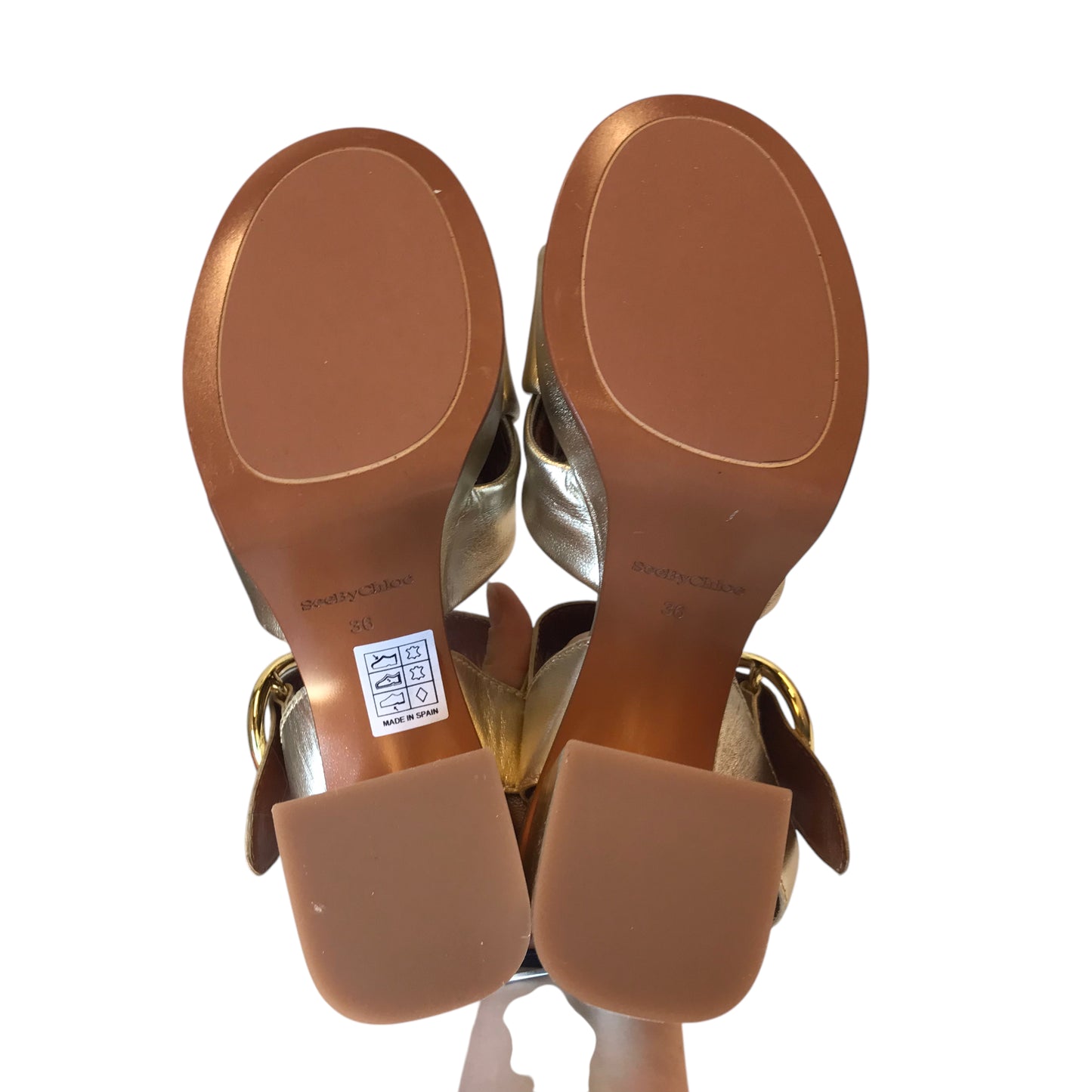 Sandals Designer By See By Chloe In Gold, Size:5.5
