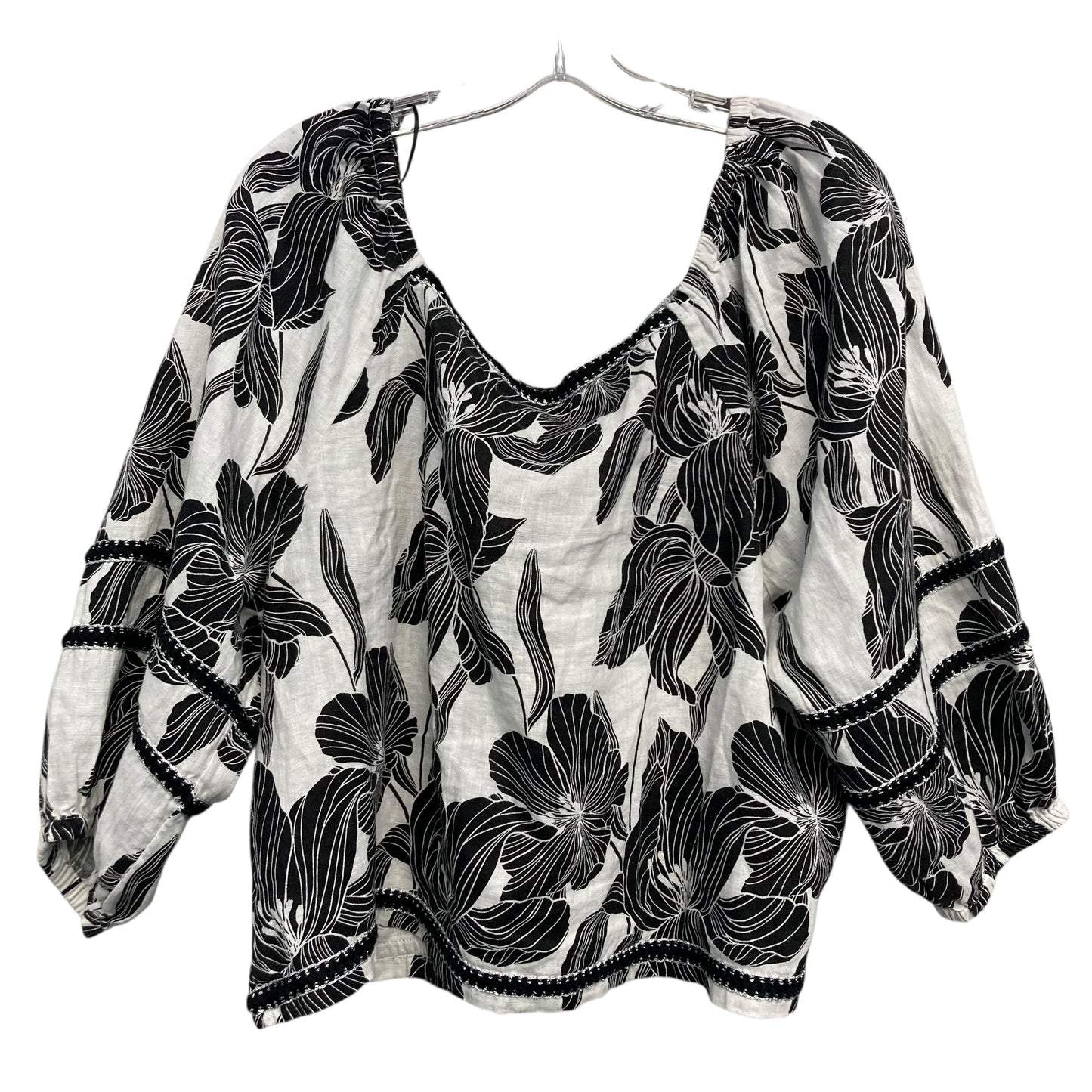 Top Ls By T Tahari In Black & White, Size:Xl