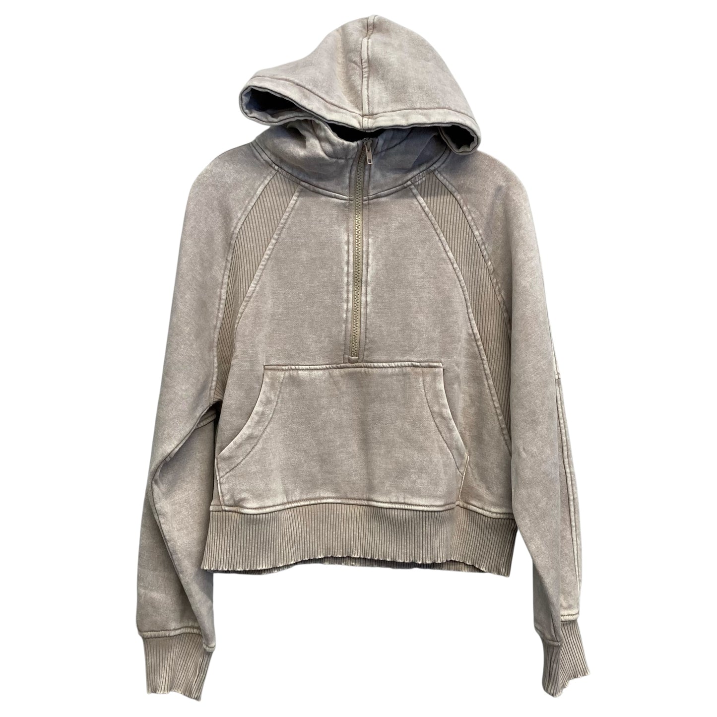 Sweatshirt Hoodie By Zenana In Tan, Size:M