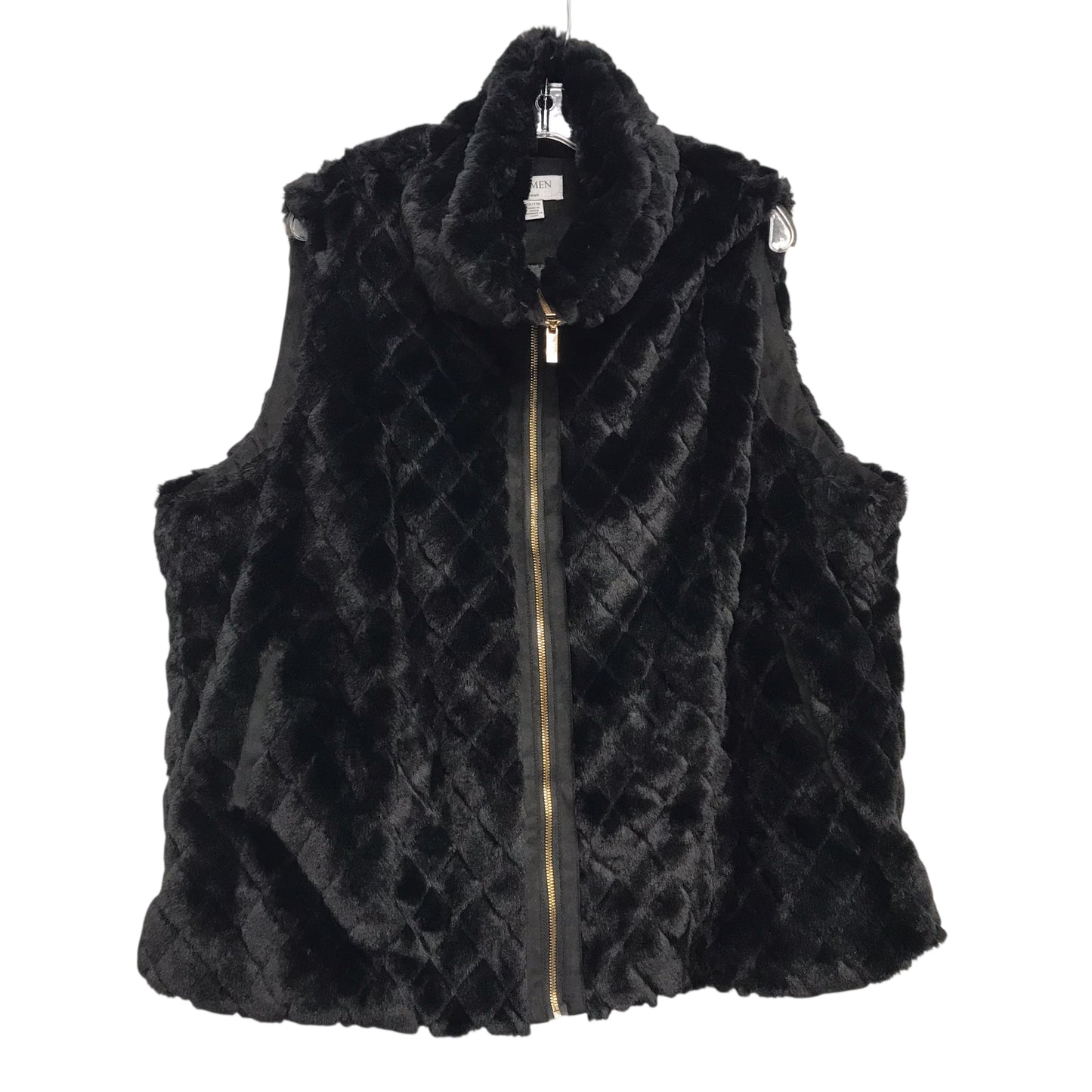 Vest Faux Fur & Sherpa By Carmen By Carmen Marc Valvo In Black, Size:2X