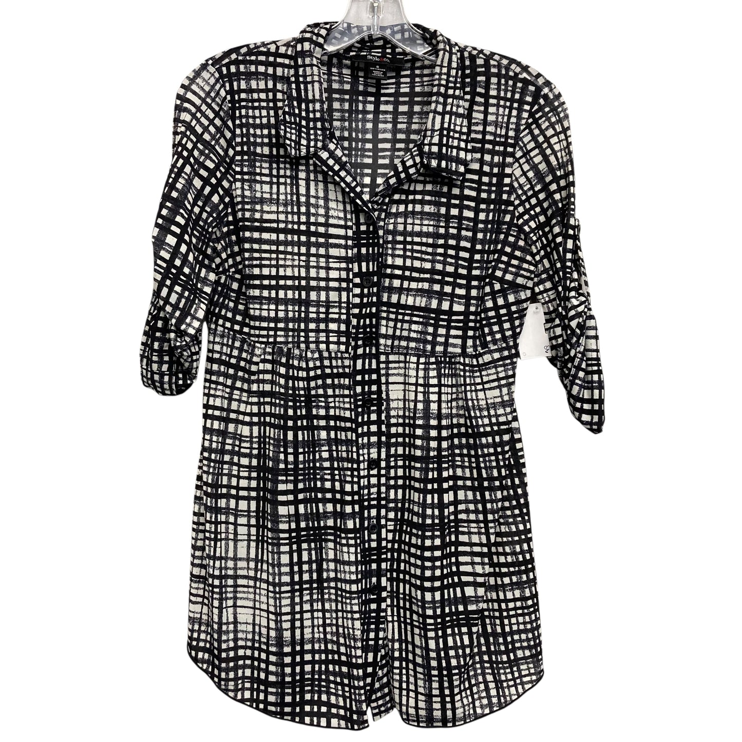 Top 3/4 Sleeve By Style And Co Collection Women In Black & White, Size:S
