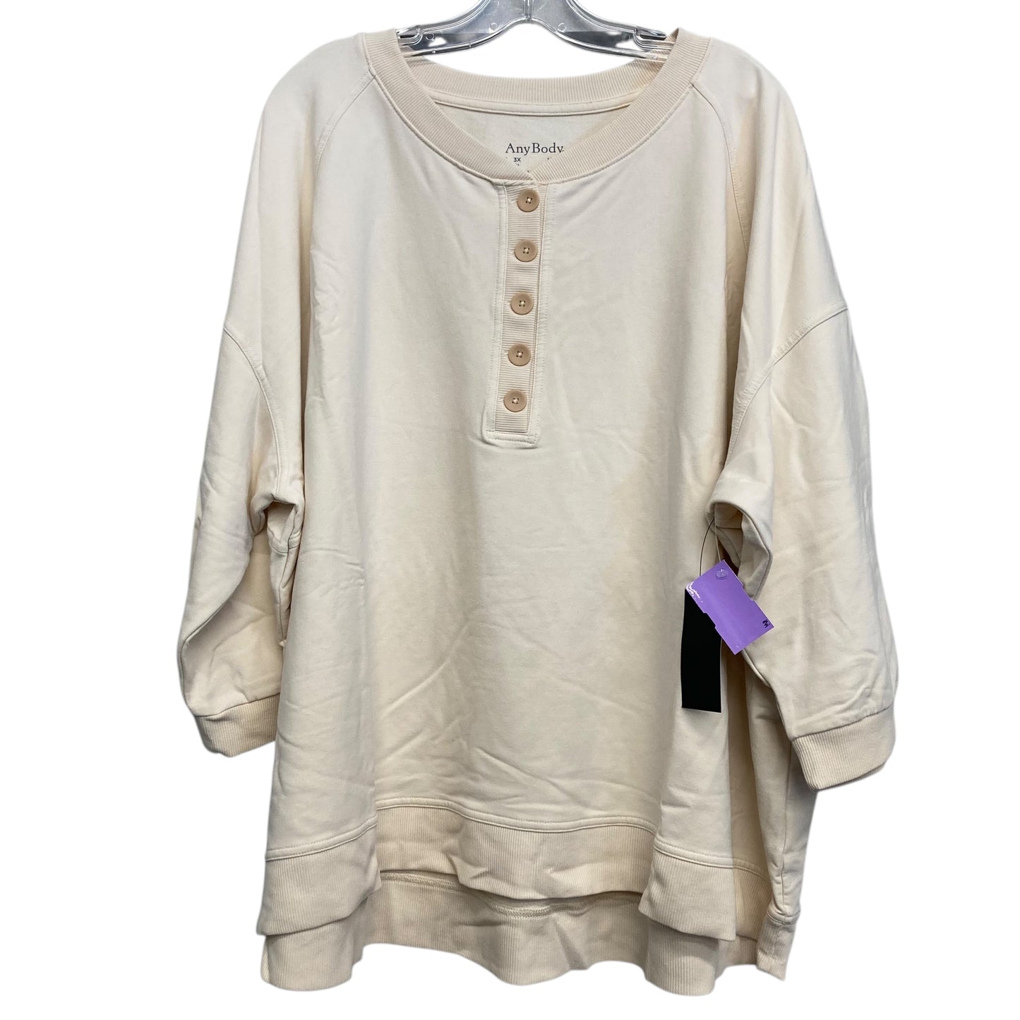 Top 3/4 Sleeve By Any Body In Ivory, Size:3X