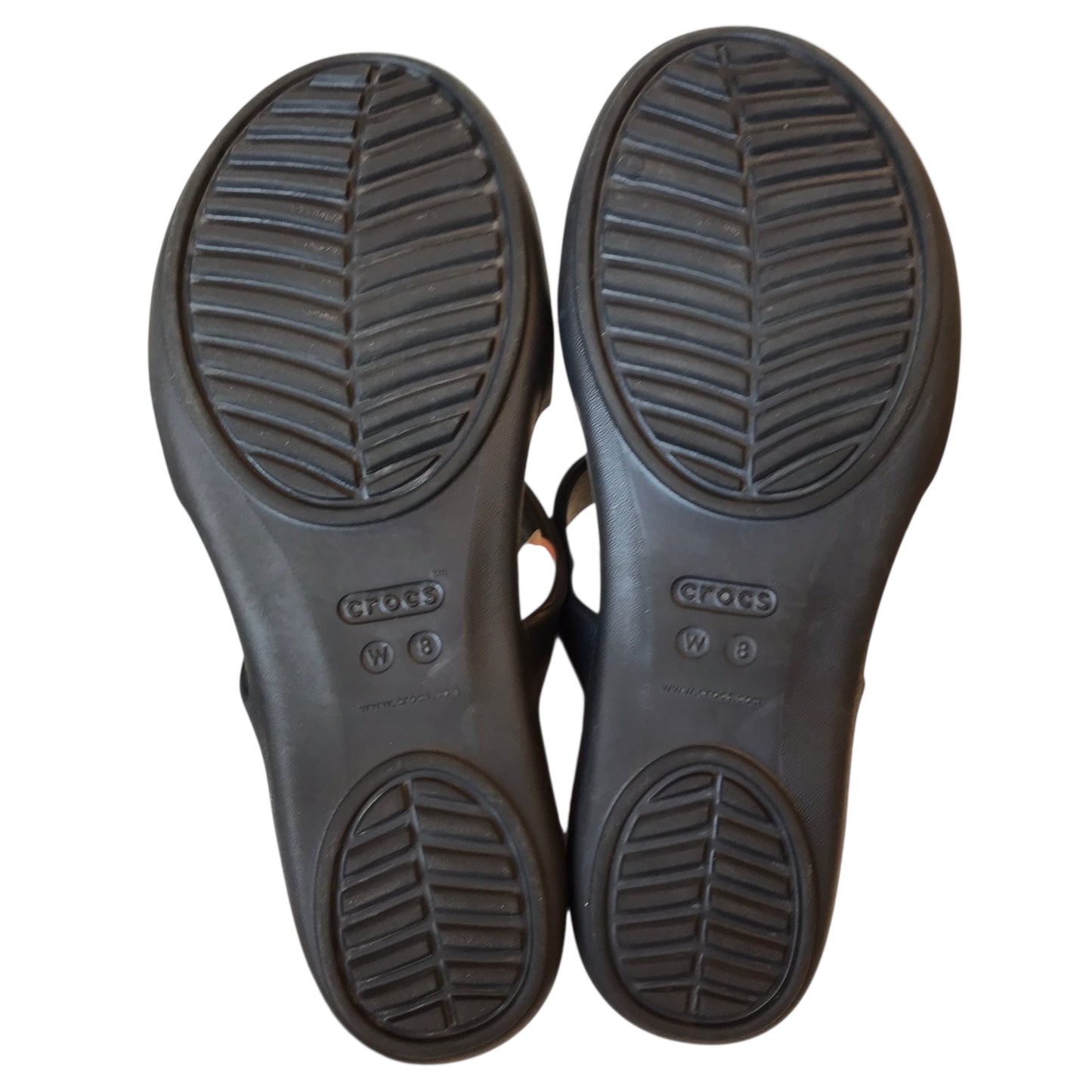 Sandals Flats By Crocs In Black, Size:8