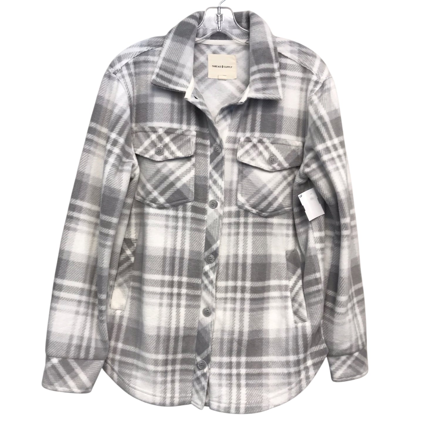 Jacket Shirt By Thread And Supply In Grey & White, Size:S