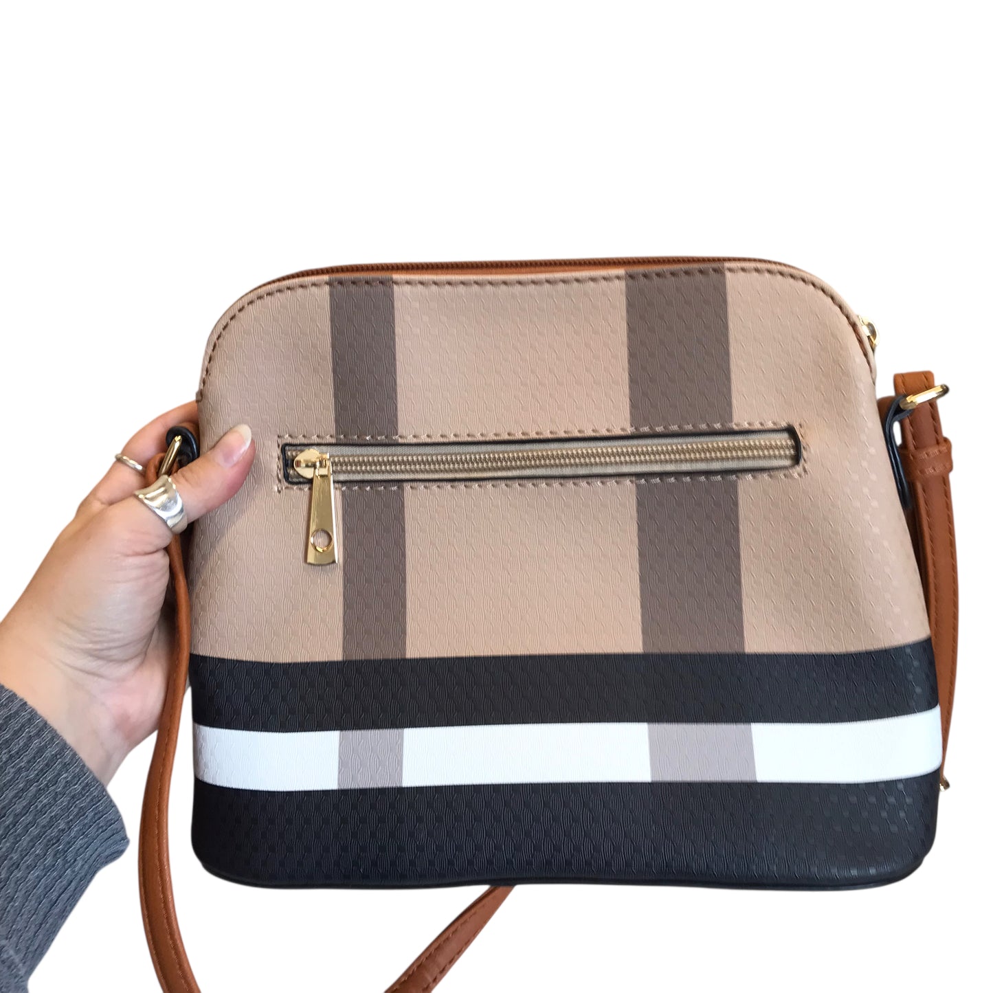 Crossbody In Plaid Pattern, Size:Medium