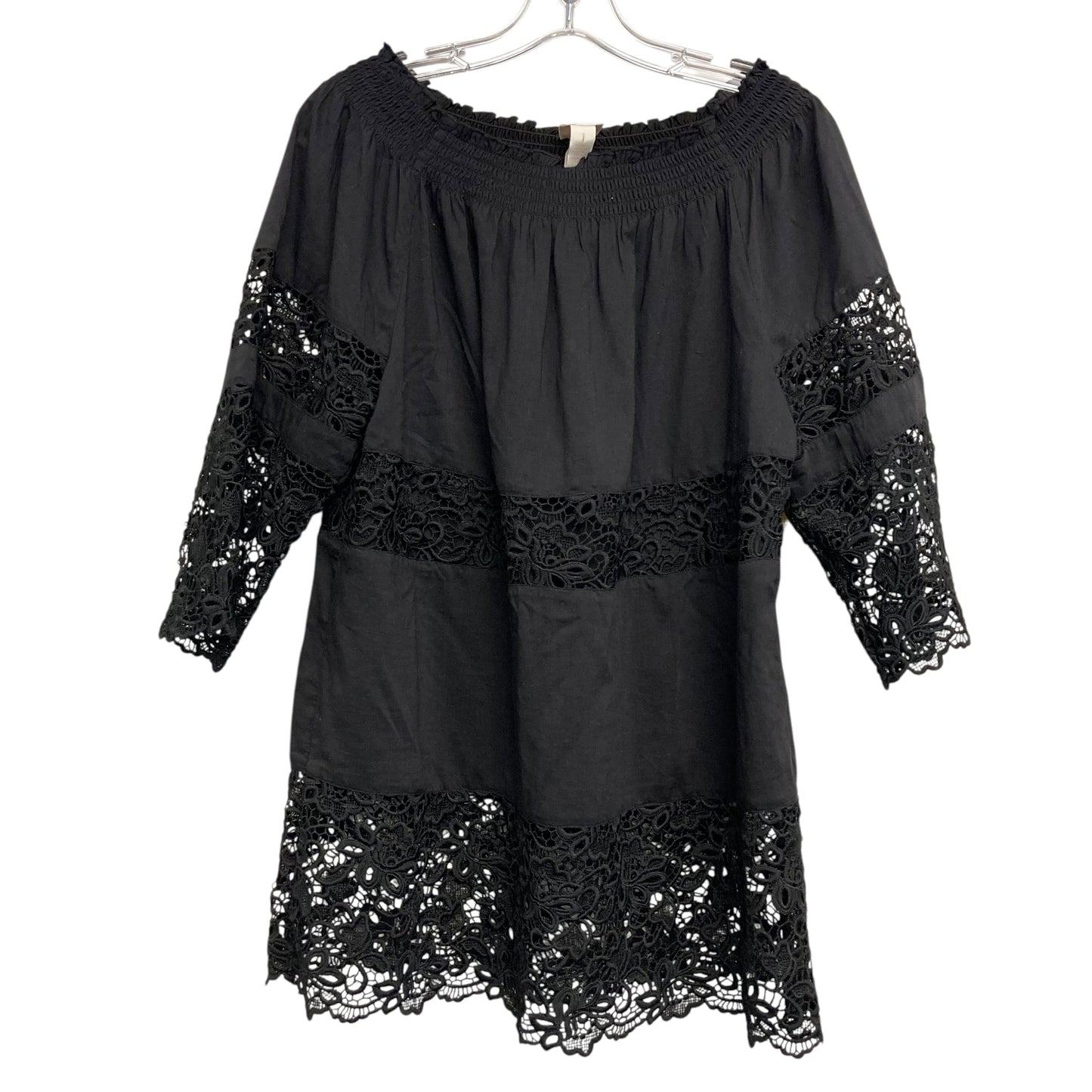 Top 3/4 sleeve By Chicos In Black, Size:M